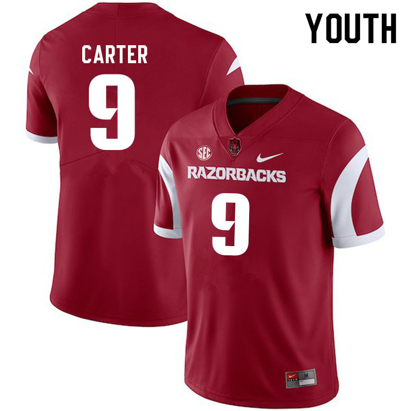 Youth #9 Taurean Carter Arkansas Razorbacks College Football Jerseys Sale-Cardinal